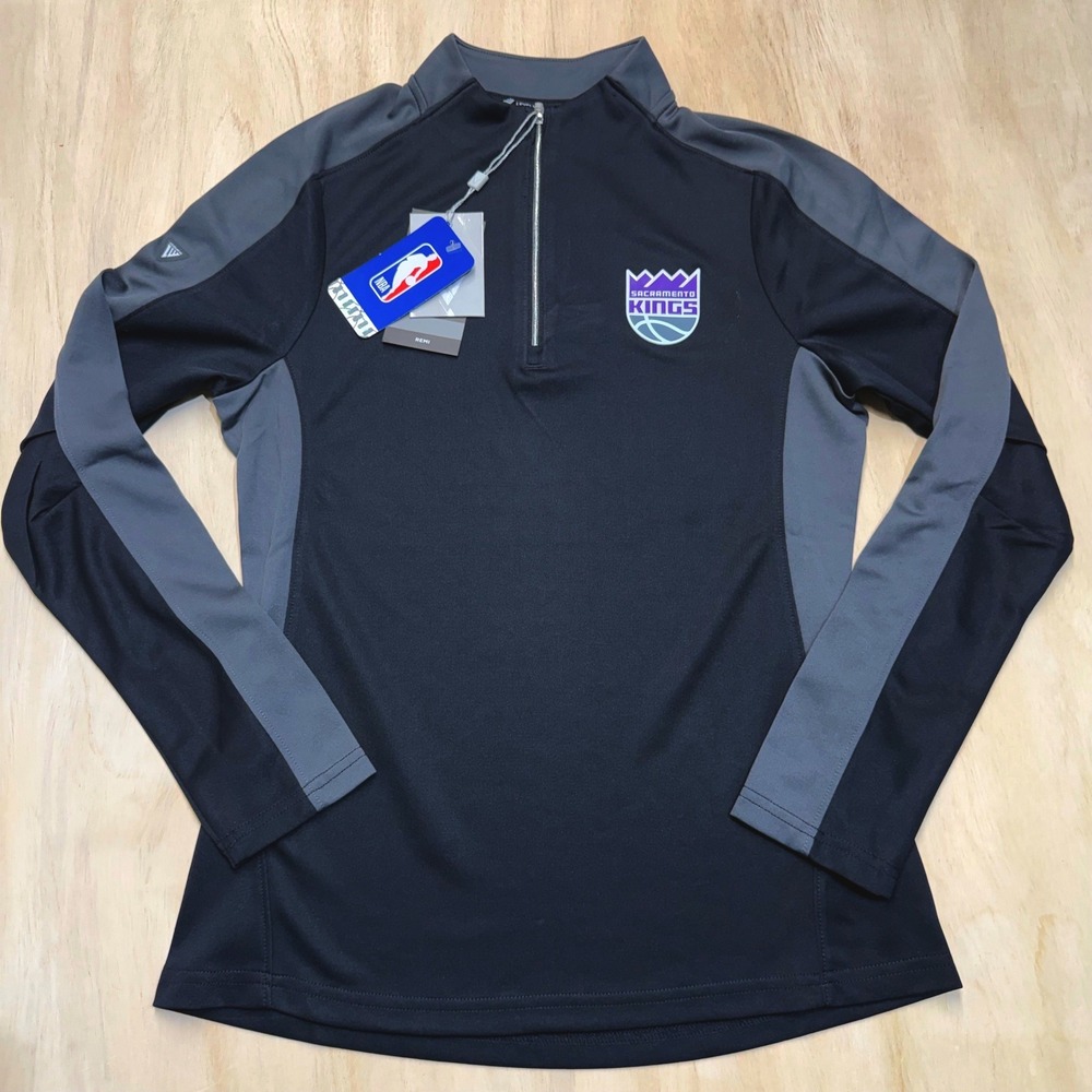 NWT Levelwear Sacramento Kings Remi Quarter Zip Pullover Black Charcoal Women XS